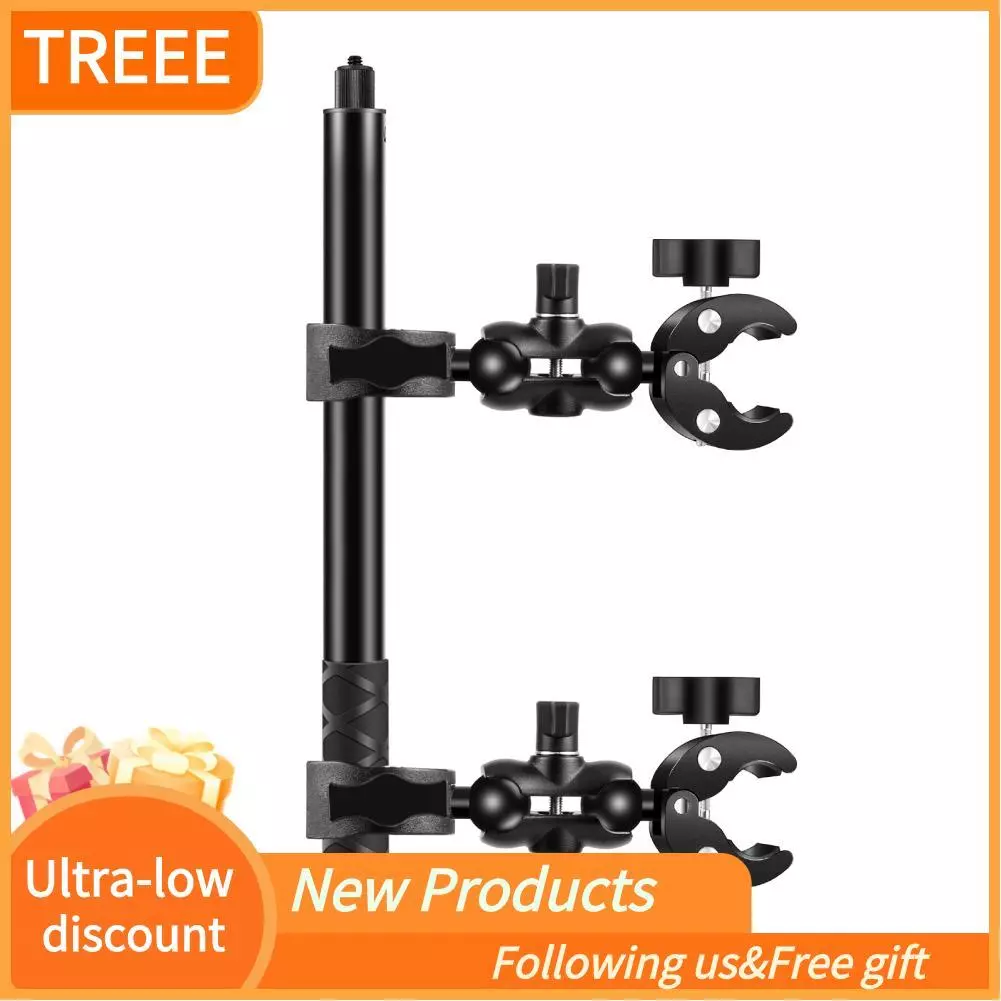 PULUZ PU495B ชุดที่หนีบแฮนด์จักรยานและไม้เซลฟี่สำหรับ GoPro 12/11/10 Insta360 ONE X4/X3/X2