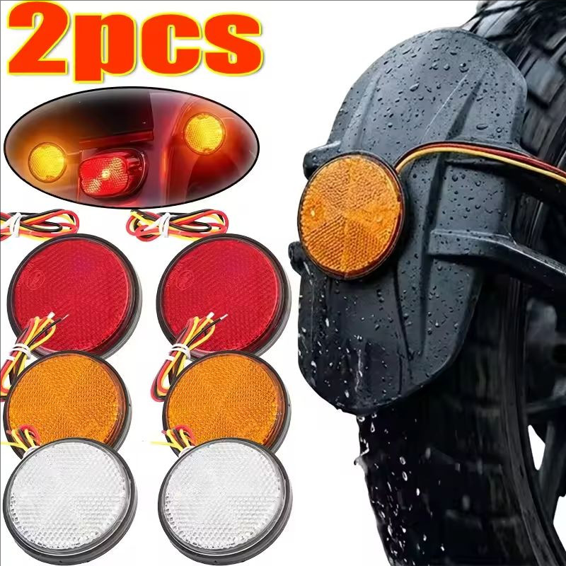 [AUTO & 3C] 2PCS - ด้านหลัง Fender Mudguard Reflector Light Universal 12V ABS ไฟเตือนรถจักรยานยนต์สําหรับจักรยานรถบรรทุก Trailer ไฟท้ายกันน้ํา /ราคาดี