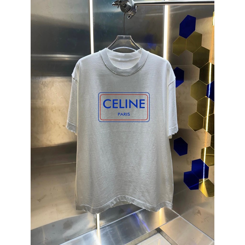 เสื้อยืดโลโก้ Celine Contrast Color Frame | ไลท์ไวท์ จํากัด