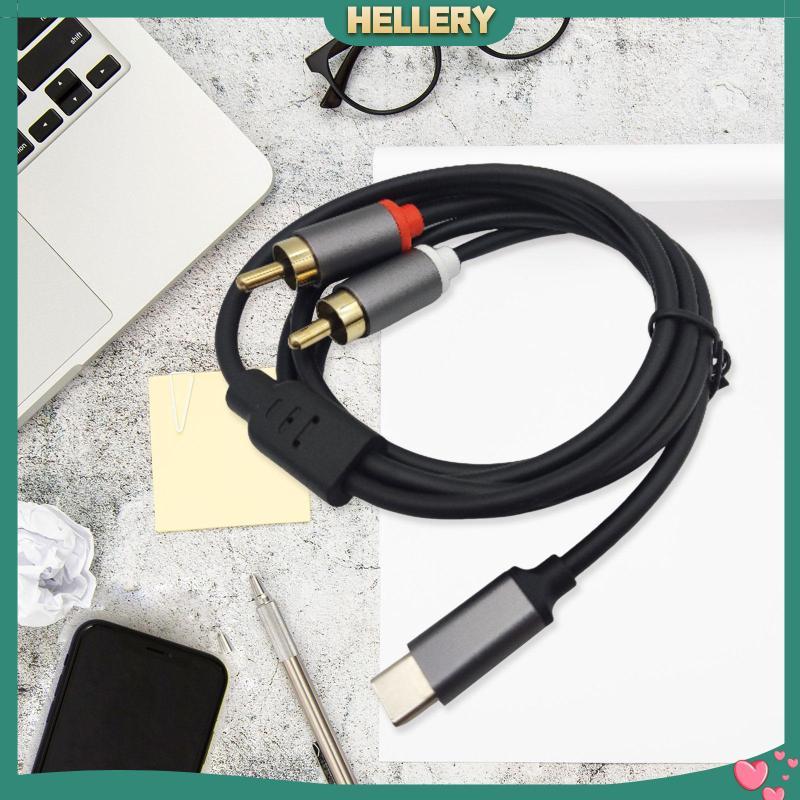 [HelleryTH] Type-c to Double RCA Male Cable USB C AUX Cable Cable Anti Interfal Audio AUX Adapter Ca