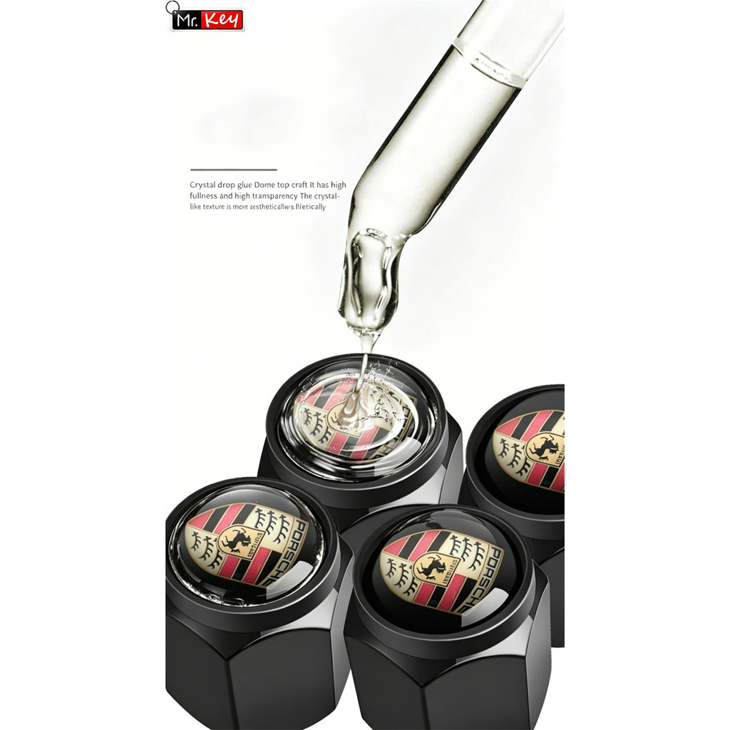 [Mr.Key]Porsche ยางวาล์ว Stem Caps 4 ชิ้น Anti-Theft กันฝุ่นล้อ Air Caps สําหรับ Porsche ทุกรุ่น ราคา ถูกที่สุด ดีลบีเคเค แกลเลอรีภาพที่ 7