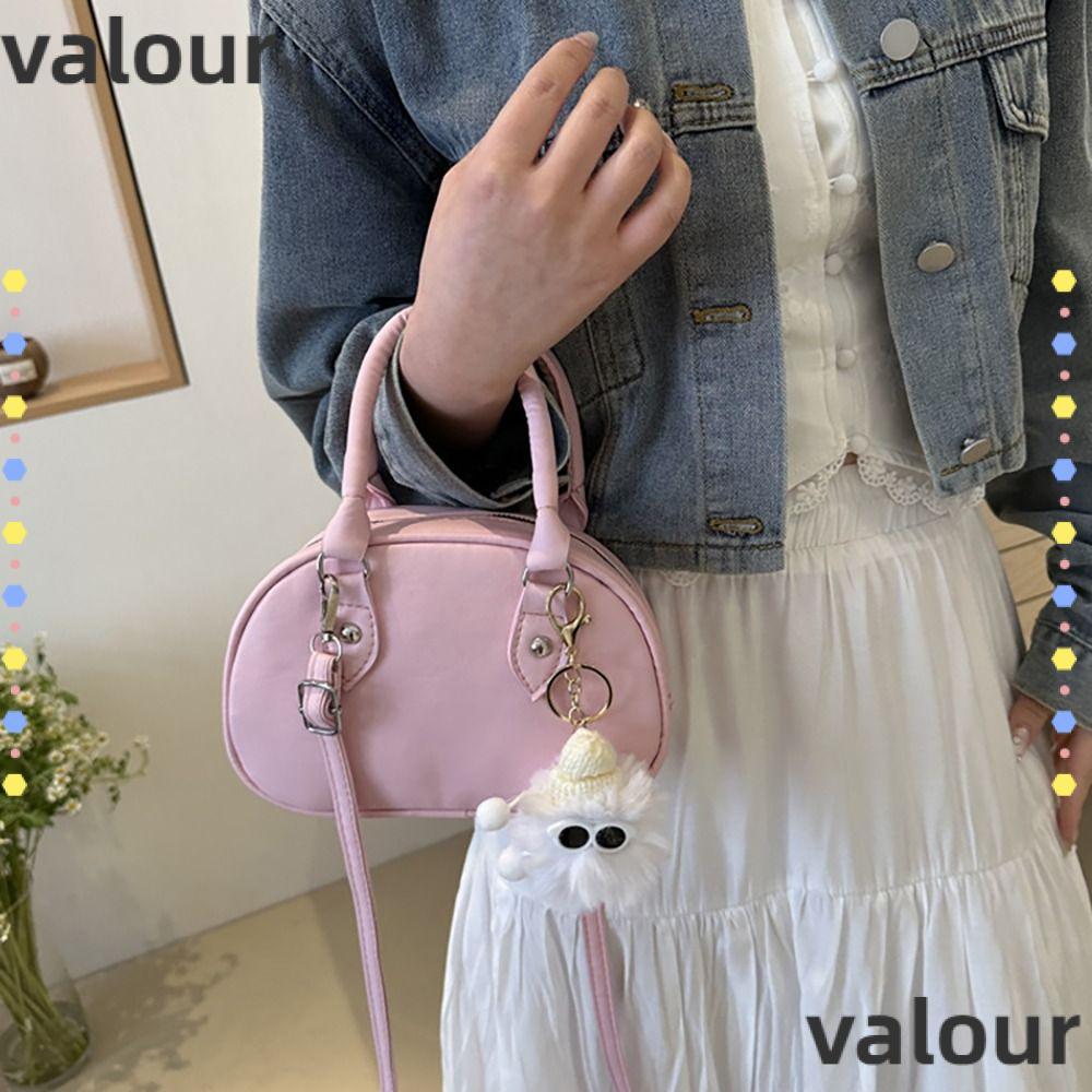 VALOUR กระเป๋าสะพาย PU พร้อมฟรี Pedant Vintage Adjustable Crossbody Bag, Casual Y2k Squared Handbag 