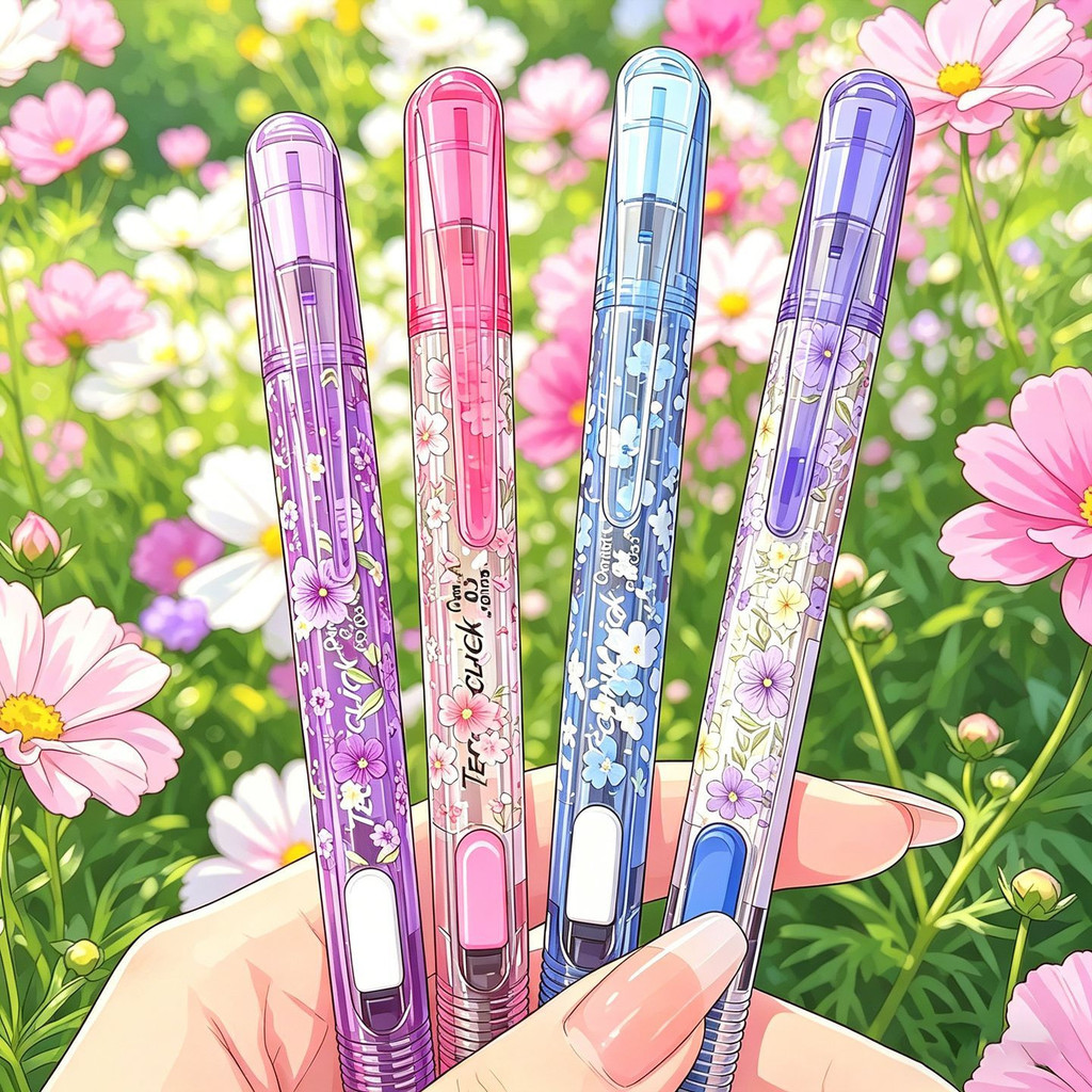 ญี่ปุ่น Pentel Pentel Flower Limited PD105 Side Press Type Mechanical Pencil ดินสอกดนักเรียนชั้นประถมศึกษา 0.5 มม.