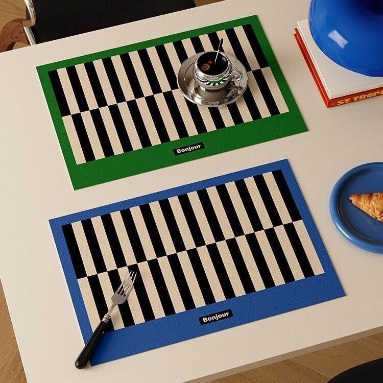 ลายสก๊อตสไตล์ Dopamine หนัง Placemat ฉนวนกันความร้อน Pad High-End หรูหรา Western Placemat กันน้ํา Office Deskt