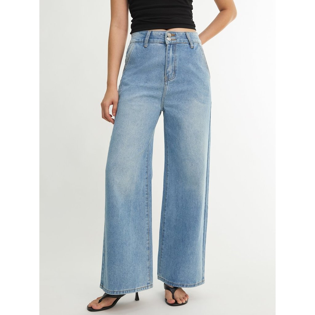 [Pomelo] กางเกงยีนส์ทรงตรงเอวสูง / High Waist Straight Leg Jeans