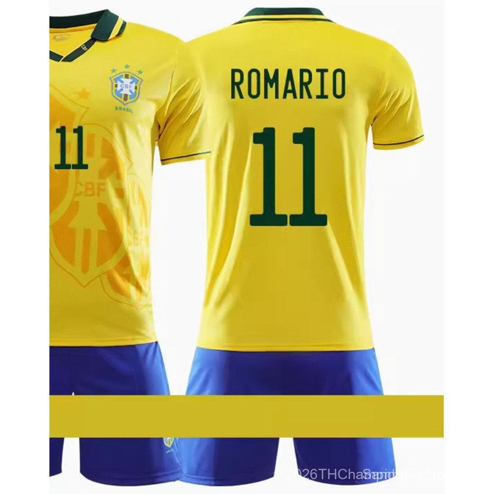 [Kids SSS+] Retro-AAA + ชุดเสื้อฟุตบอลเด็กฟุตบอลโลกบราซิล Bebeto Dunga Romario Ronaldo ชุดกีฬาสําหรั