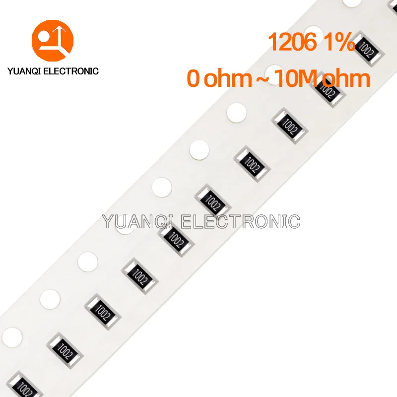 100 ชิ้น 1% 1206 ตัวต้านทาน SMD 0R ~ 10M 1/4W 0 0.1 0.22 10 47 100 220 470 โอห์ม 1K 2.2K 4.7K 10K 47