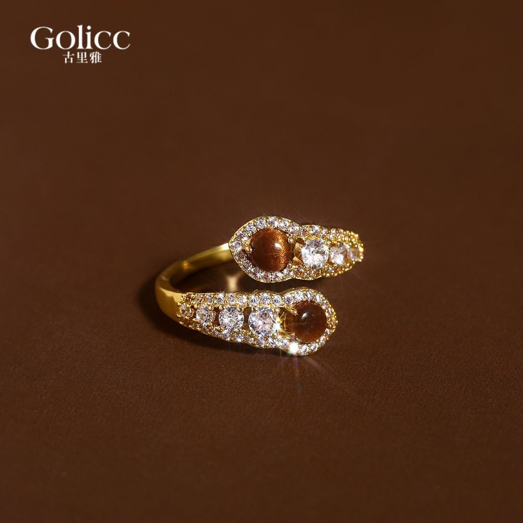 Guiya Meilade Tiger Eye Snake Shape Zircon เปิดแหวนหญิง 2026 หรูหรา High-End Index Finger แหวน