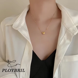 PLOYBRIL สร้อยคอ สแตนเลส สตรี พลาสติกทอง สไตล์เกาหลี จี้รูปหัวใจ แฟชั่นไม่หมอง ไม่หลุดลอก X070
