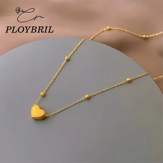 PLOYBRIL สร้อยคอ สแตนเลส สตรี พลาสติกทอง สไตล์เกาหลี จี้รูปหัวใจ แฟชั่นไม่หมอง ไม่หลุดลอก X070