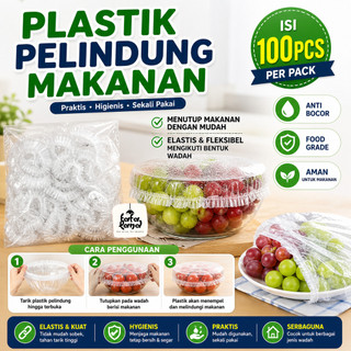 FFL | Plastik Pelindung Makanan Isi 100 Pcs Penutup Makanan / Plastik Karet / Shower Cap Penutup Kepala