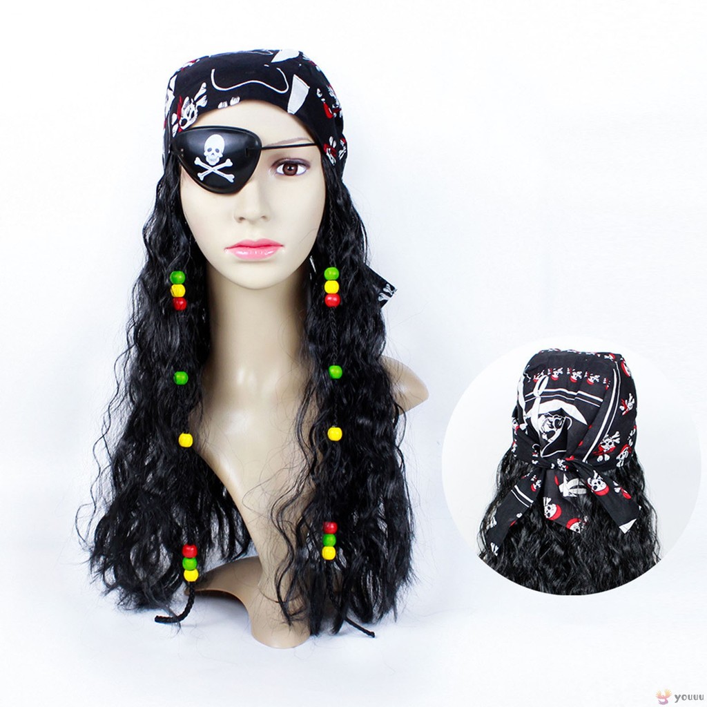 Caribbean Pirate Wig Set with Dreadlocks - Adultt Costume Party Wigs for Men Women