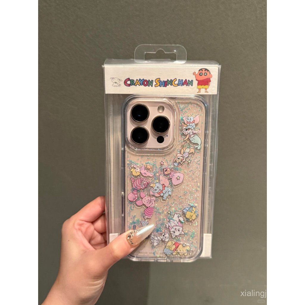 การ์ตูนเกาหลีน่ารัก Glitter Dumbo เหมาะสําหรับ Apple 17promax กรณี iPhone14 สไตล์ใหม่ 16promax เคสป้