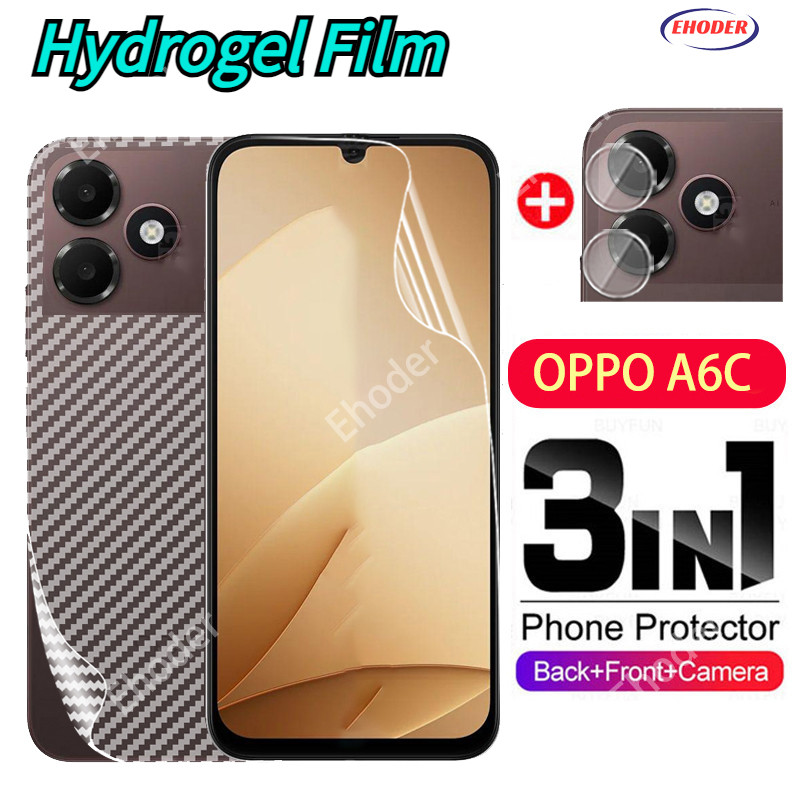 ตัวป้องกันหน้าจอแบบเต็มสําหรับ OPPO A6C 5G 4G 2026 ด้านหน้าด้านหลังฟิล์มไฮโดรเจลแบบนุ่มสําหรับ OPPOA6C CPH2895 ฟิล์มป้องกันกล้องเลนส์ฟิล์ม