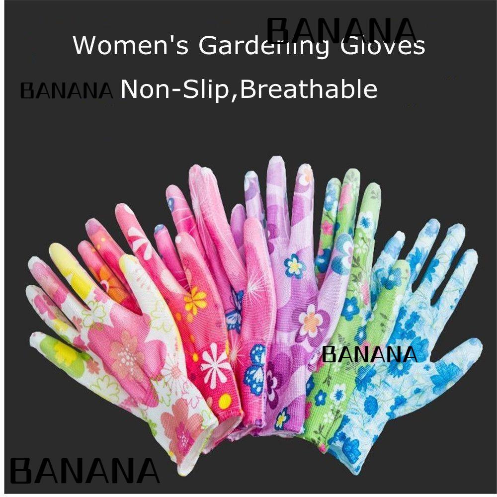 BANANA1 1 คู่ถุงมือทํางาน Yard ทําความสะอาดปลูกเครื่องมือทําความสะอาดเคลือบปาล์มถุงมือในครัวเรือน