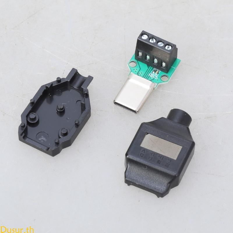 Dusur USB 3 1 Type C ขั้วต่อชาย 5Pin 4Pin ประเภทอะแดปเตอร์สําหรับ DIY ชุดสายเคเบิล