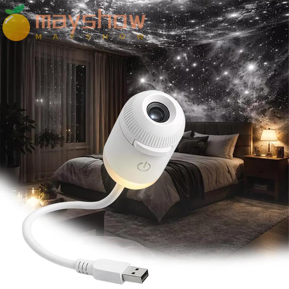 MAYSHOW Galaxy Star Projector ปรับความสว่างได้ Touch Control Starry Sky Projector, USB Powered 360° 