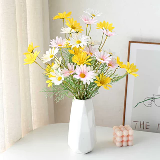 CORNER 3ชิ้น ตกแต่งห้อง ดอกเดซี่ DIY ช่อดอกเดซี่แห้งปลอม ดอกไม้ประดิษฐ์ ดอกไม้ประดิษฐ์