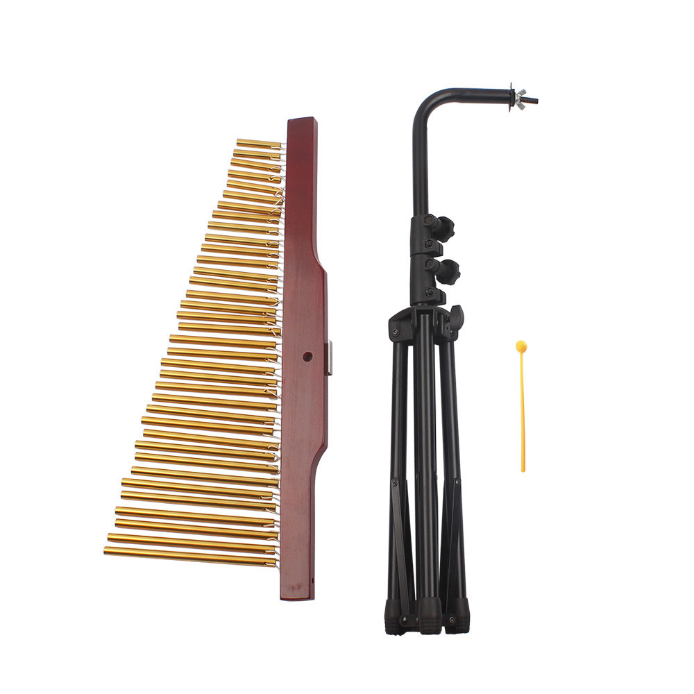 36-Tone Golden Bar Chimes 36 บาร์เดี่ยวแถว Wind Chime เครื่องดนตรีพร้อมขาตั้งขาตั้งกล้องและ STRIKER