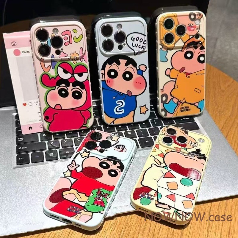 สําหรับ IPhone 17 16 15 14 plus 13 12 11 Pro Max 7 8 plus น่ารัก Crayon Shin chan คู่ด้านข้าง Love Window เคสโทรศัพท์นุ่ม