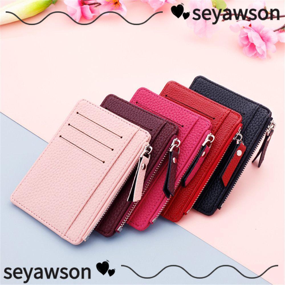 Seyawson กระเป๋า Multi-Card Bit Zipper Pocket Coin Bag Card Holder สําหรับผู้หญิง