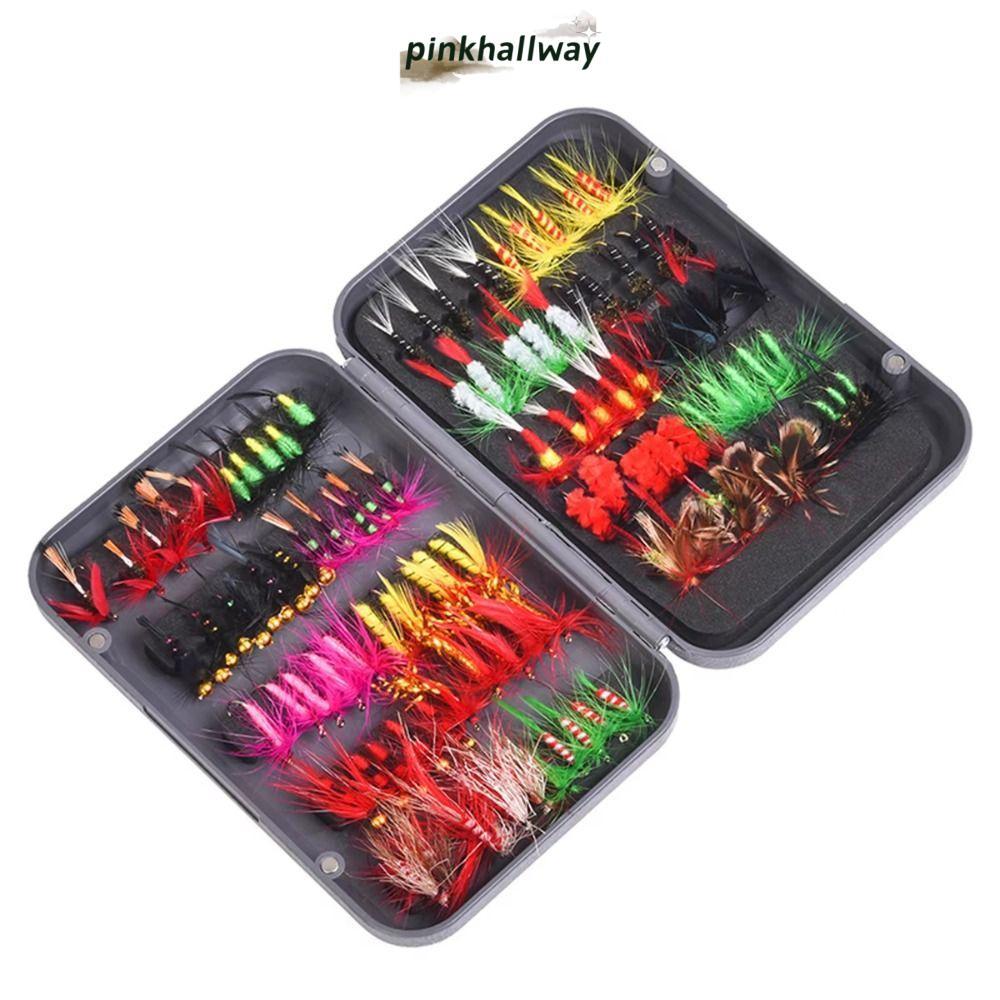 PINKHALLWAY Fly Trout Fishing Lures, Bionic เหยื่อ Treble Hooks Fly Fishing Fly Kit, แบบพกพาแมลง Cra
