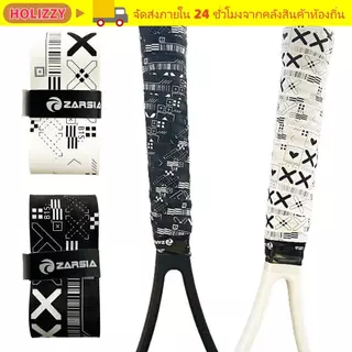 HOLIZZY ไม้แบดมินตัน Overgrips, Self-กาวพิมพ์เทนนิส Racquet Sweatband, อุปกรณ์กีฬา Shock Absorption สีดําสีขาวเทปจับลื่น