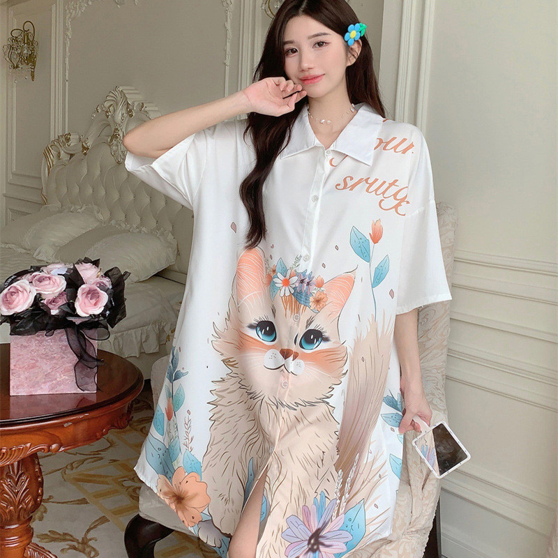 ผ้าไหมน้ําแข็งBreathable Nightdressหญิงสาวขนาดใหญ่Slimmerดูหน้าท้องไม่Strangleฤดูร้อนเสื้อผ้าจัดส่งฟรีส่วนลด