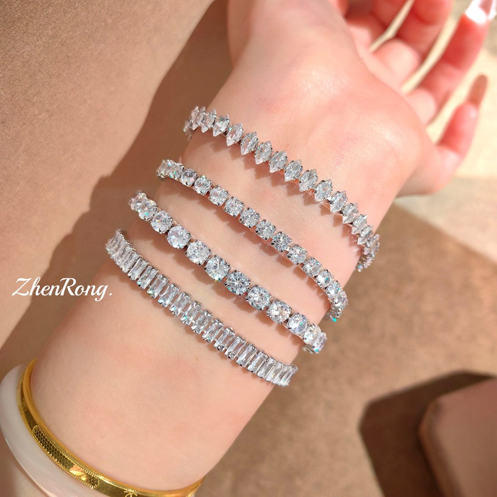 ยุโรปอเมริกัน ins สร้อยข้อมือเพทายฮิปฮอปสไตล์ใหม่สไตล์ Unisex