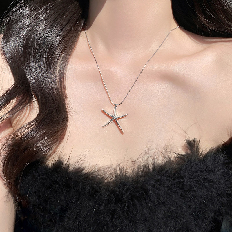 สร้อยคอ necklace สไตล์เกาหลี ins จี้ ปลาดาว silver สำหรับผู้หญิง หรูหรา แฟชั่น สวย ชายหาด วันหยุดพักผ่อน สไตล์หลากหลาย