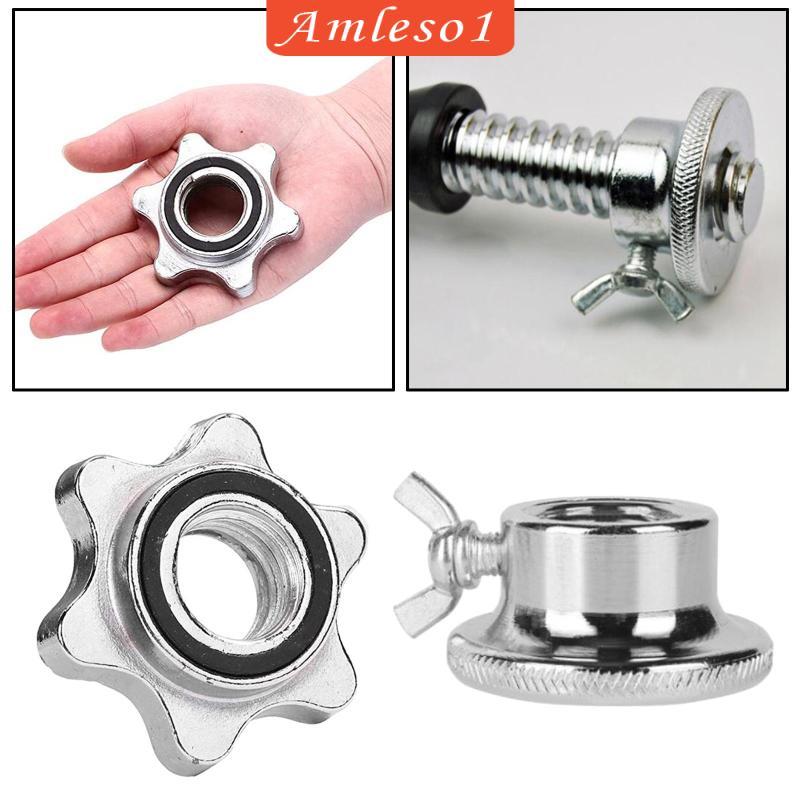 [Amleso1] Dumbbell Nut Safety Hex Clamp Locking Collar for Adjustable Barbell Weights Plate Fitness 