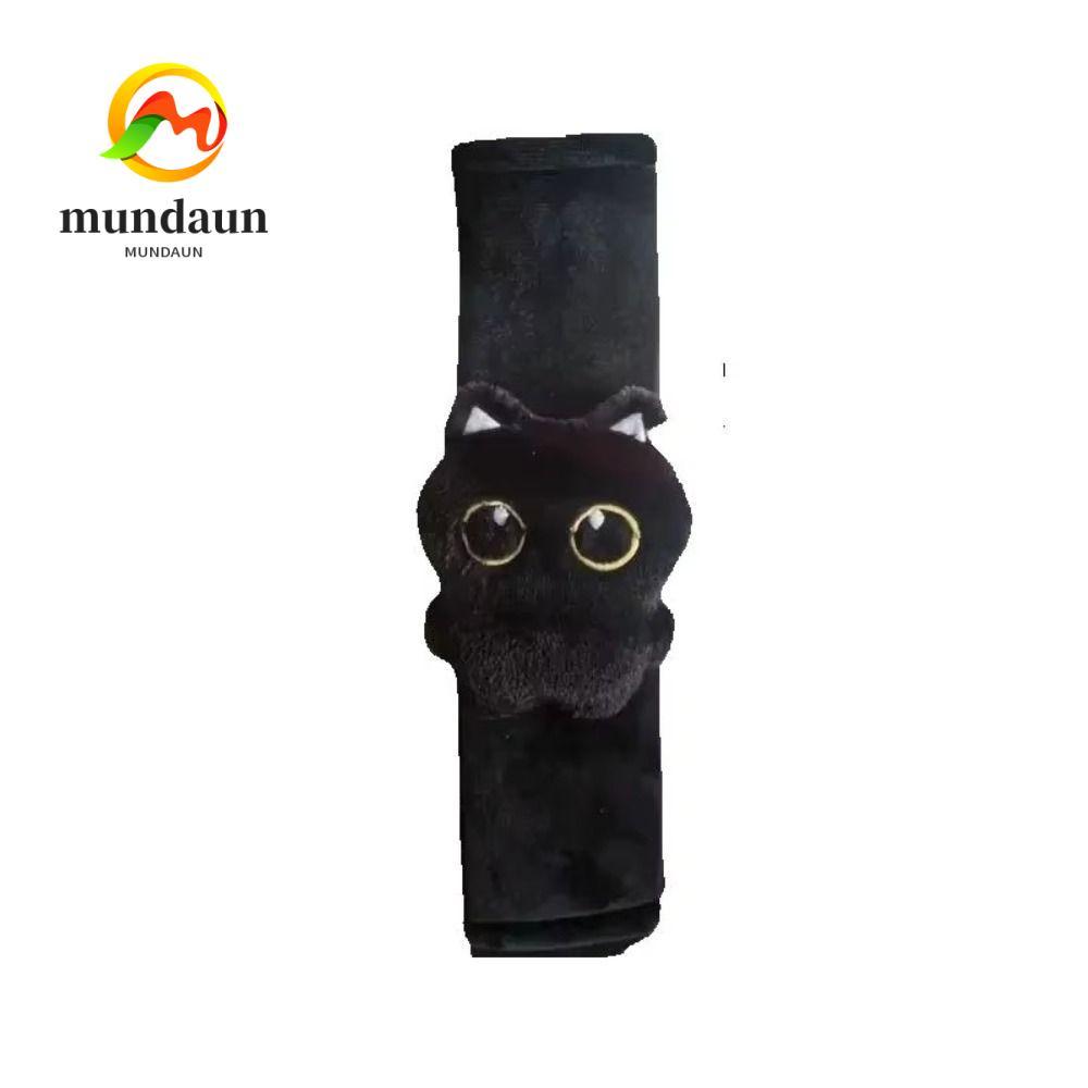 MUNDAUN ฝาครอบป้องกันเข็มขัดนิรภัย, Pressure-Relief Soft Plush Car Safety Shoulder Pads, Cute Black Cat Car Seatbelt Shoulder Guard Pressure Relief