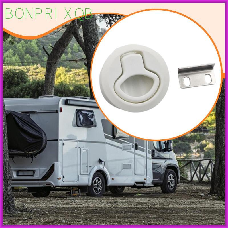 [bonprixqb] RV Flush Pull Latch Set Round Slam Latch Boat Door Locker Lift Ring Handle ติดตั้งง่าย P