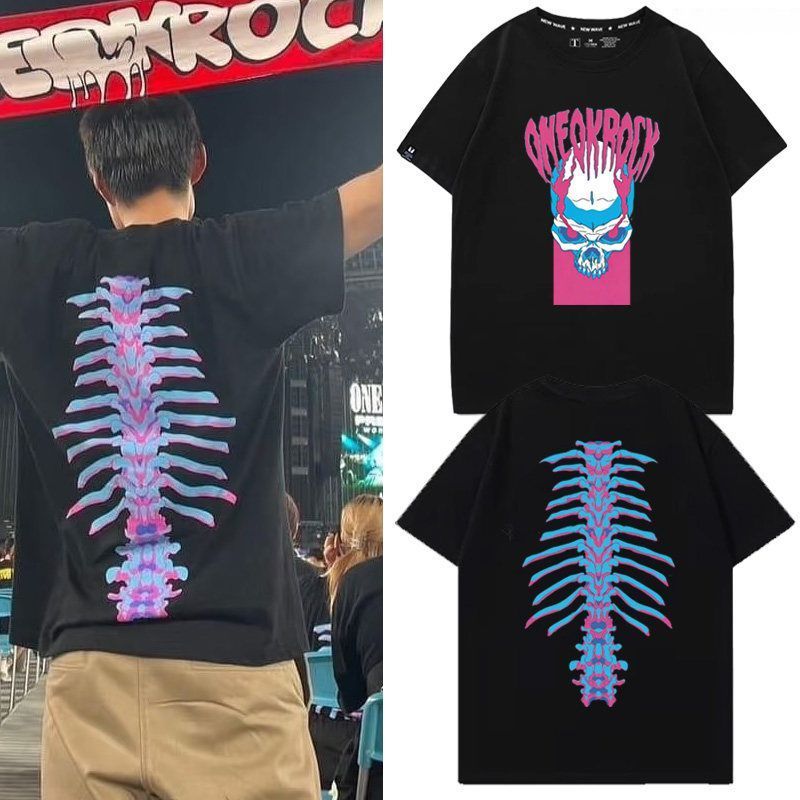 Band One Ok Rock2026 Asian Tour Concert Peripheral เสื้อยืดแขนสั้น Skull Fan Support Uniform 5.11