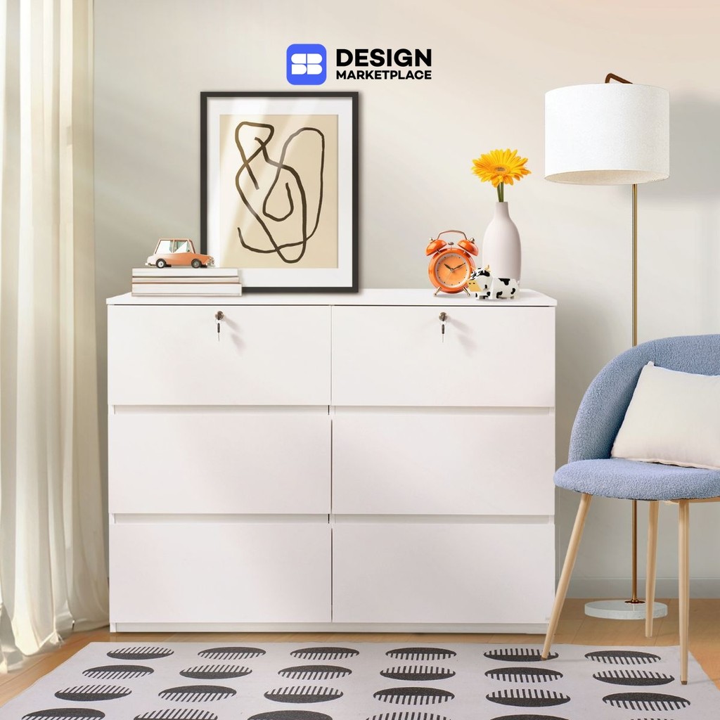 SB Design Square ตู้ลิ้นชัก ขนาด 120 ซม. รุ่น Poppy สีขาว (120x39x89 ซม.)  แบรนด์ KONCEPT FURNITURE