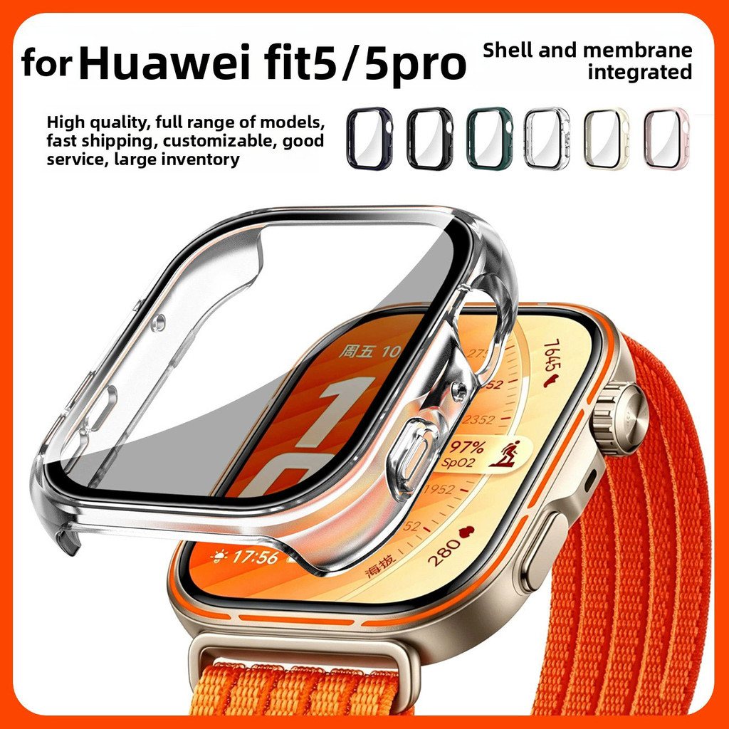 กระจกนิรภัย + สําหรับ Huawei Watch Fit 5 4 Pro Fit4 Fit5 ป้องกันหน้าจอกรอบกันชนสําหรับ Huawei Watch Fit 5 4 กรณี