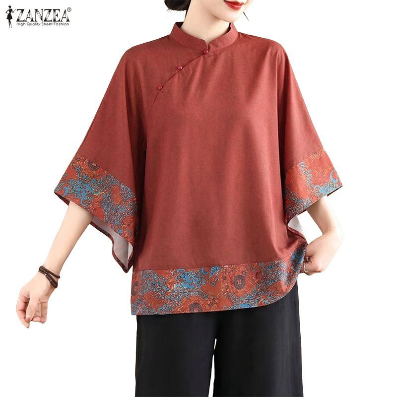 เสื้อหลวมสำหรับผู้หญิง ดีไซน์สไตล์เกาหลีและจีน พิมพ์ลายพฤกษาราคาจาก ZANZEA