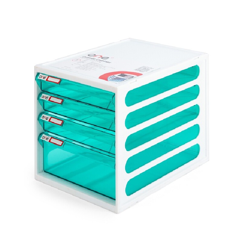 ONE ตู้เอกสาร 4 ชั้น รุ่น CFB-4 โครงสีขาว ลิ้นชักสีเขียว