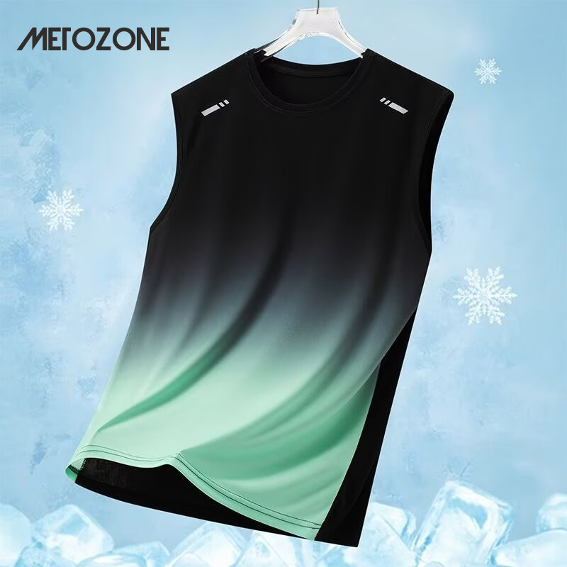 MeTozone เสื้อกั๊กกีฬาผู้ชายผ้าไหมน้ําแข็ง Quick-Drying Fitness Breathable Top