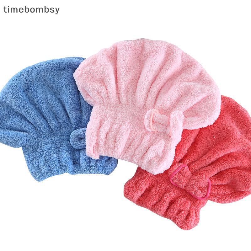 (time) Microfibre Qui Hair Drying Bath Spa Bowknot Wrap ผ้าขนหนูหมวกหมวกสําหรับอาบน้ําอุปกรณ์ห้องน้ําหมวกอาบน้ําสําหรับผู้หญิงหมวกผม (TH)