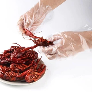 ถุงมือพลาสติกใส หนา เหนียว 100 ชิ้น Disposable Plastic Gloves สัมผัสอาหารได้ ปลอดภัย
