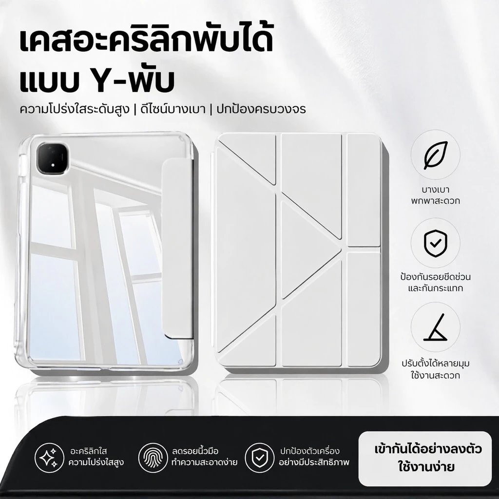 เคสอะคริลิคแกน Y สำหรับ iPad Air4 Air5 10.9 Air6 Air7 Air8 รุ่นที่10 รุ่นที่11 A16 Pro11 รุ่นที่7/8/9 10.2 ipad case