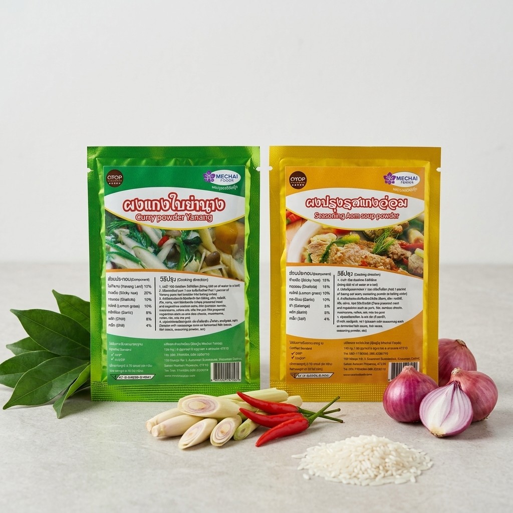 เซ็ตคู่ซี้ อีสานแซ่บนัว ผงแกงใบย่านาง และ ผงปรุงรสแกงอ่อม ตรา มีชัยฟู้ด Mechai Foods