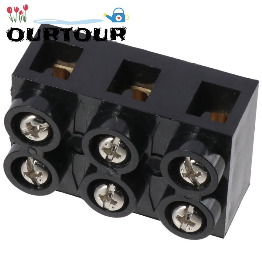 URTOUR Screw Electric Barrier Strip, 500V 60A Terminal Block, Terminal Post Dual Row 3 ตําแหน่งวิศวก