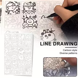 DIY สมุดวาดภาพสําหรับเด็ก Line Tracing Copying ระบายสีของเล่นเพื่อการศึกษาของขวัญสําหรับชายหญิงเด็กกระดาษของขวัญการ์ตูน