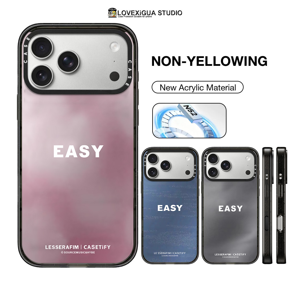 Simple Easy ตัวอักษรอะคริลิคแม่เหล็กเคสโทรศัพท์สําหรับ iPhone 17 Pro Max 17Air 16 15 14 13 Pro Max กรณีกันกระแทกป้องกันปลอกฝาครอบ