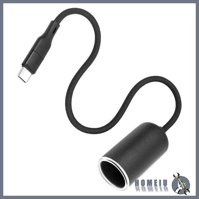 HOMEIU PVC Type C Male to Lighter Adapter 5V to 12V Output for Car Devices รวม Dashcam