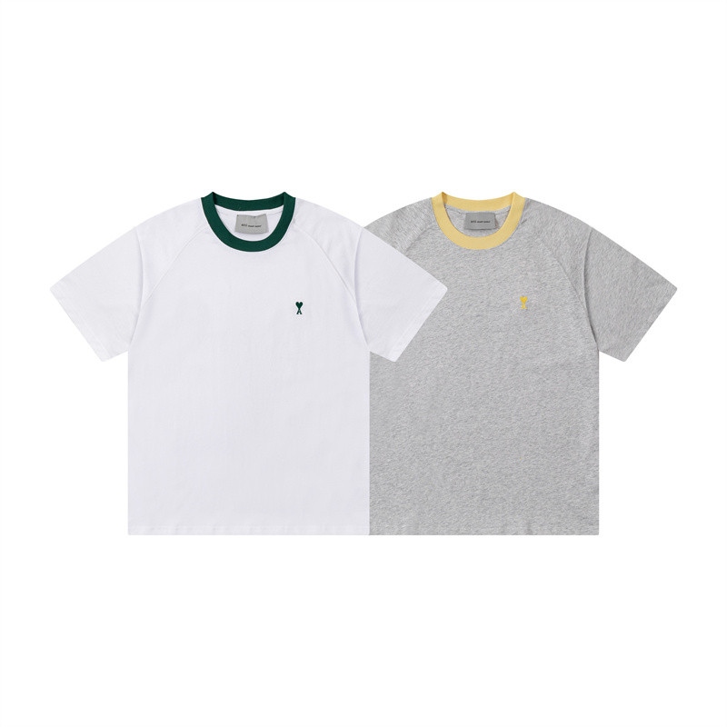 เสื้อยืดผ้าฝ้ายแฟชั่นขนาดใหญ่ผู้ชายและผู้หญิง Clear-line เย็บปักถักร้อยฤดูร้อนหลวมเสื้อแขนสั้น