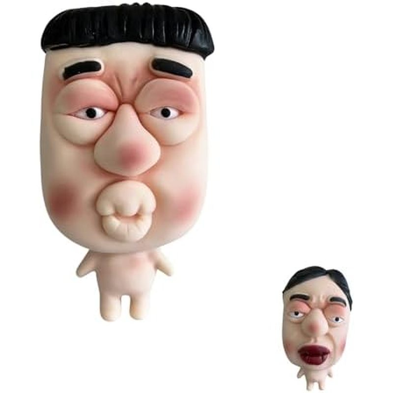 Human Face Stress Stuff- Pimple Pop Item, Adult Stress Relief Pop Model, with Sausage Lips and Bowl 