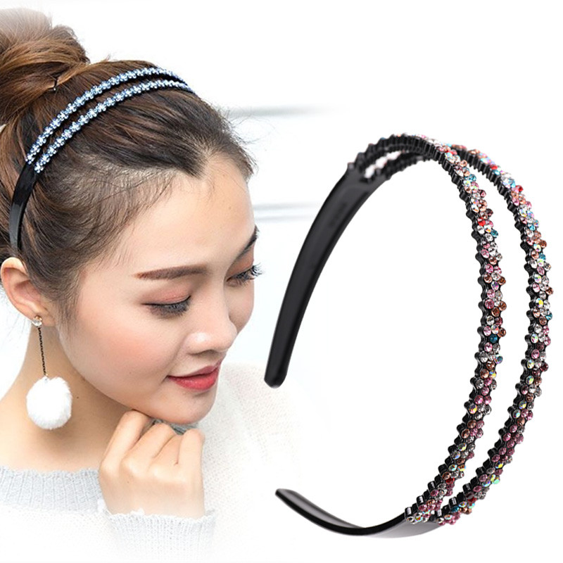 Simple Broken Hair Band Rhinestone Pressed Hair Band Face Wash Hair Band หญิง All-Match Outing กิ๊บต